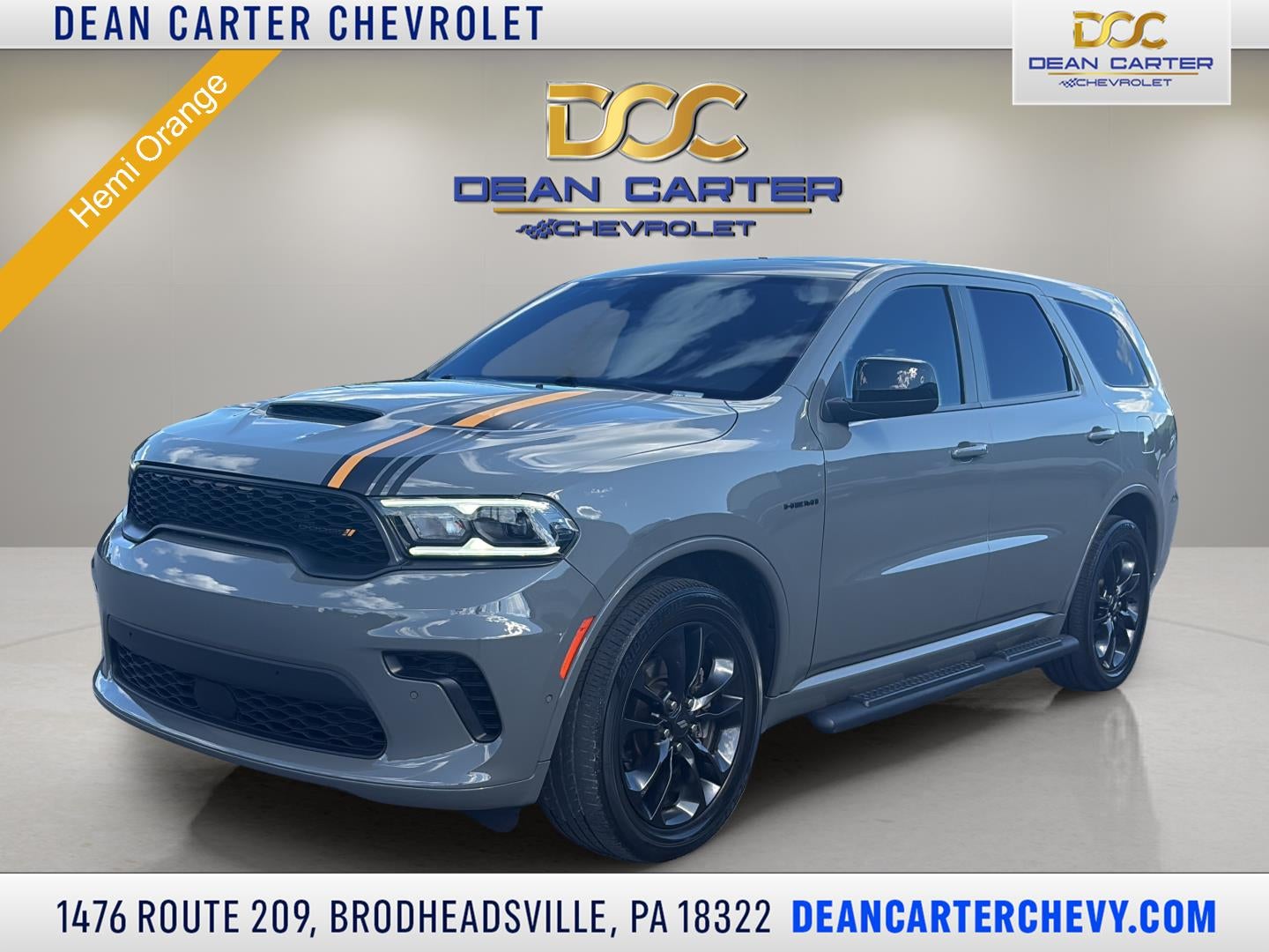 2023 Dodge Durango Hemi Orange in Fray — front three-quarter view